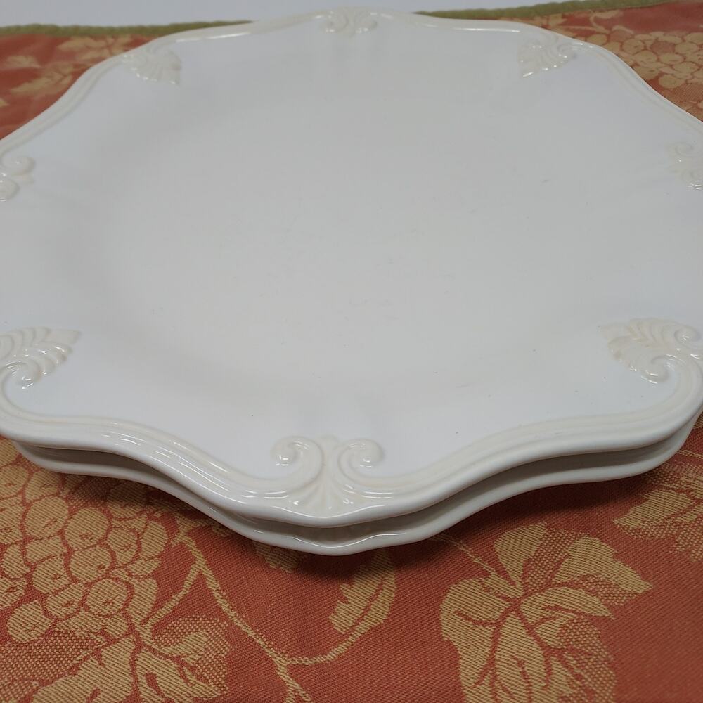 Lenox Butlers Pantry Gourmet Dinner Plate 12" Set of 2 Ivory Scroll Made Italy - Picture 3 of 9